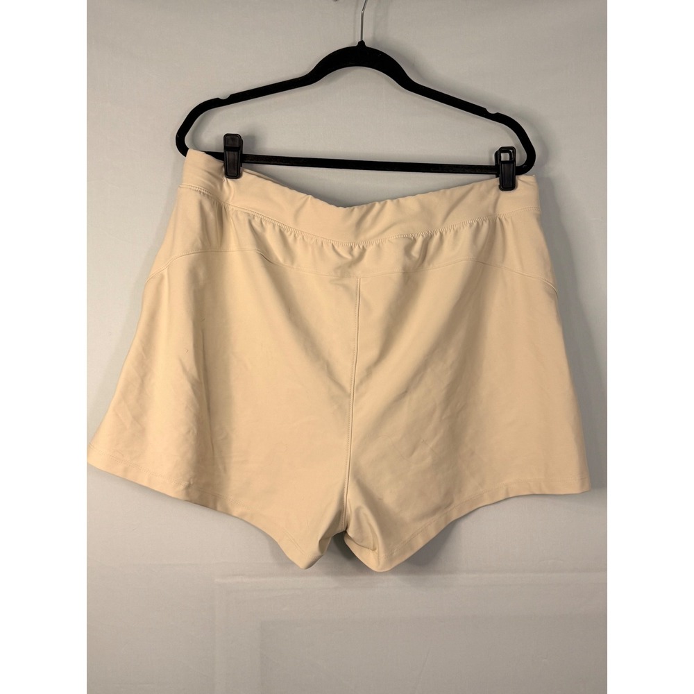 Old Navy Powersoft Active Shorts Women XL Beige High Rise Go-Dry Drawstring 1166 - Picture 2 of 5